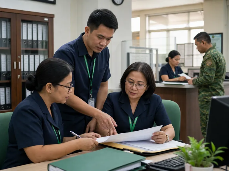 Workplace illustration of personnel working together in an office