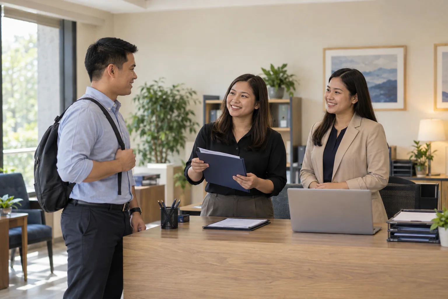 Workplace illustration of personnel welcoming a new colleague