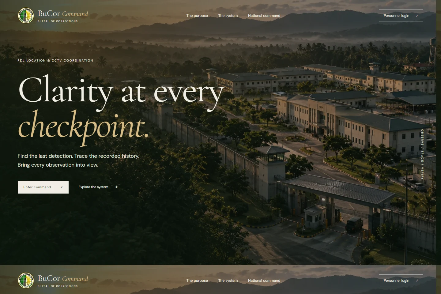 Public homepage of BuCor Command