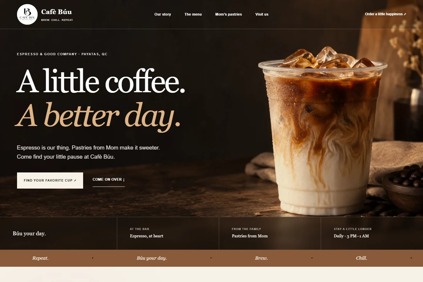 Public homepage of Café Búu POS