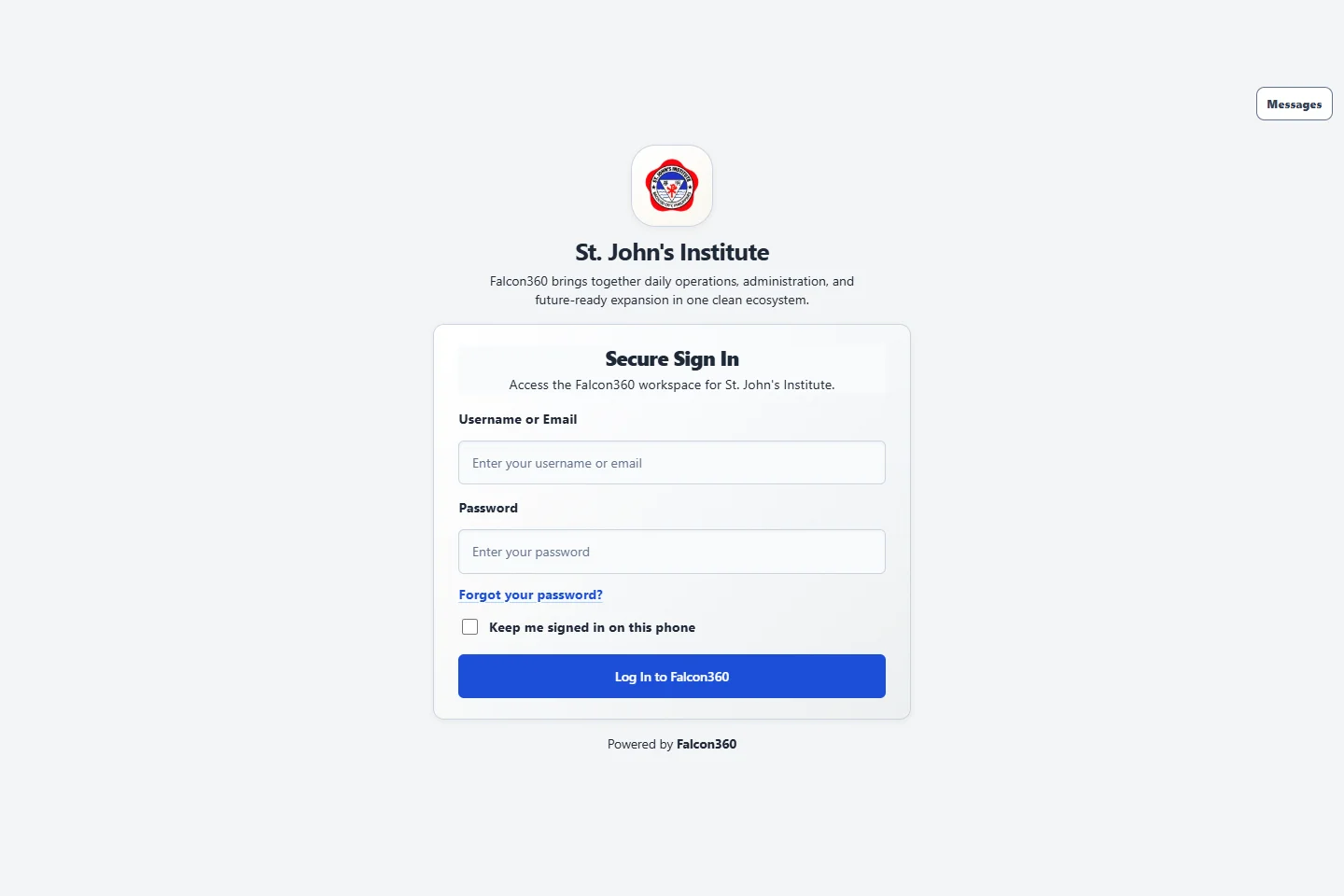 Public sign-in screen of Falcon360