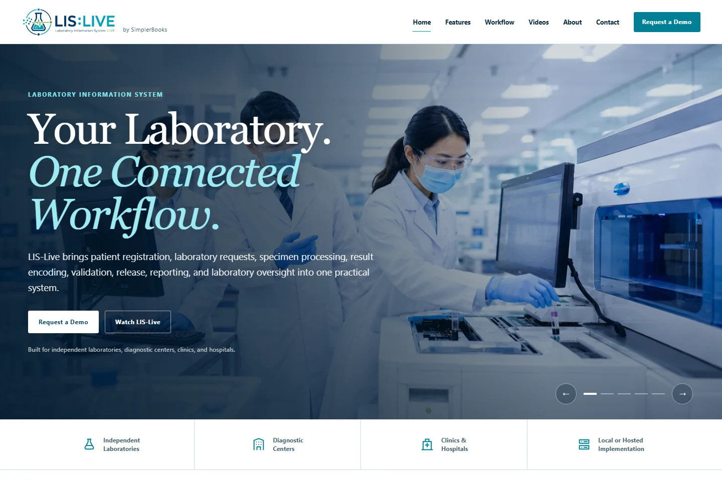 Public homepage of LIS-Live