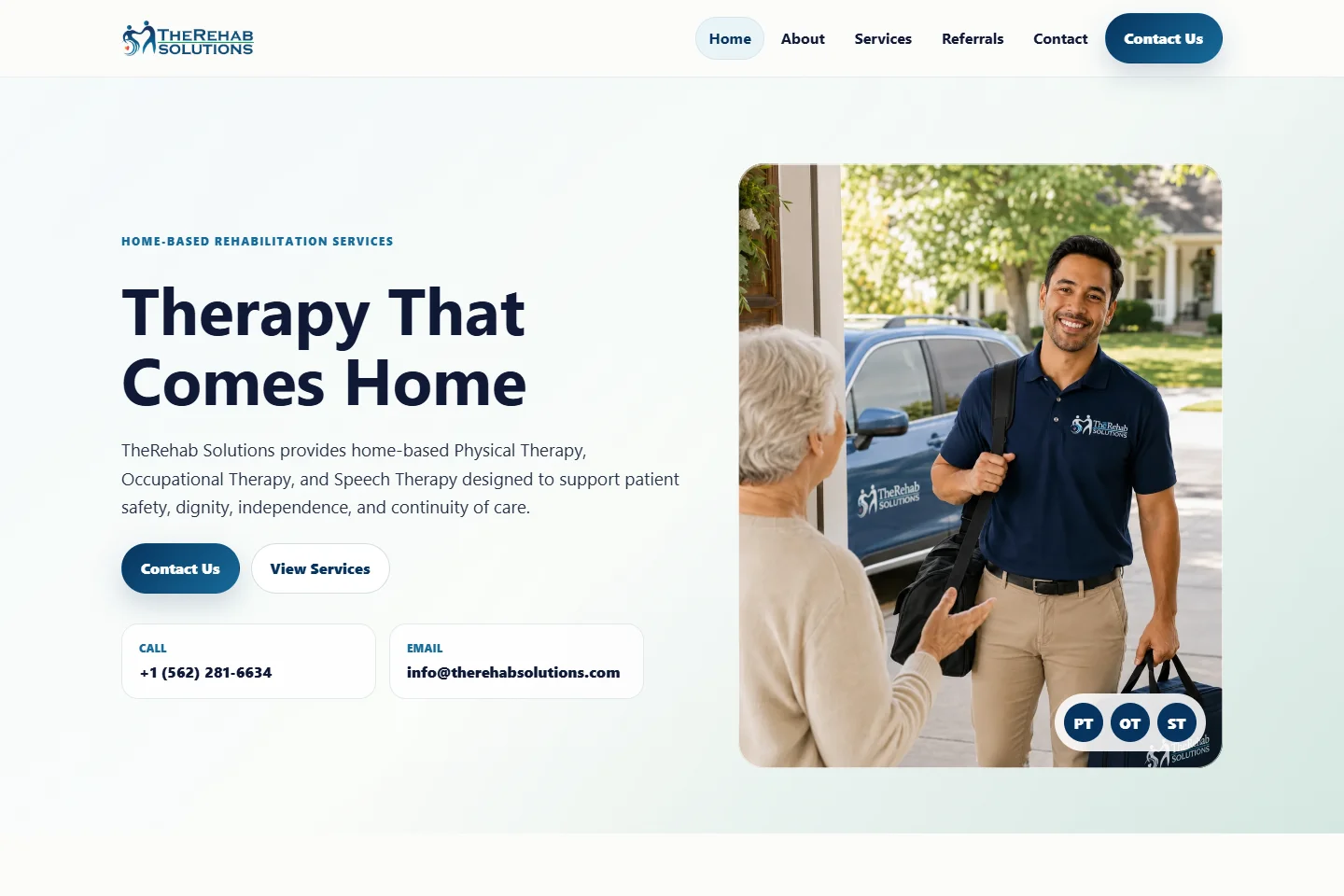 Public homepage of TheRehab Solutions
